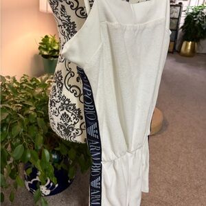 ARMANI EXCHANGE - “RARE”
White and Blue Monogrammed Jumpsuit